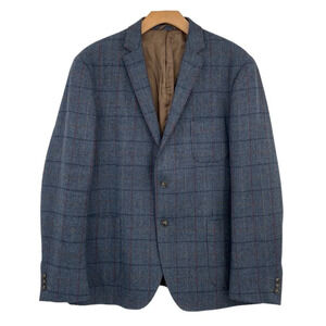 Frank & Oak Blazer Sports Coat Men's Size 46 Gray Blue Laurier Fit Wool 2-Button